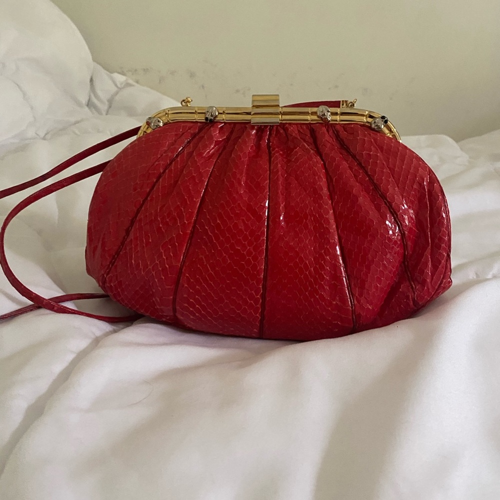 Judith Leiber snakeskin clutch